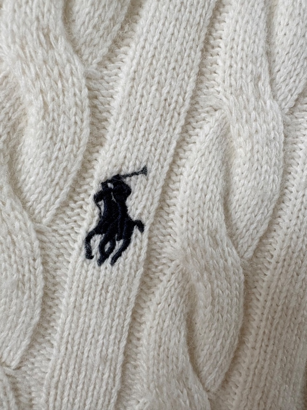 Ralph Lauren Cream Cable Knit Quarter Zip Sweater L - Picture 3 of 8